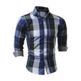 thumbnail image 5 of SUNSIOM Men's Casual Lapel Collar Shirt, Plaid Print Button-Down Long Sleeve Simple Tops for Spring Summer, 5 of 5