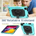 thumbnail image 4 of Dteck Shoulder Strap Case for Apple iPad Air 4th Generation (2020 Released) 10.9-inch,Shockproof Armor Rubber Hybrid 3-Layer Protection Back Cover without Screen Protector,Black+Aqua, 4 of 6