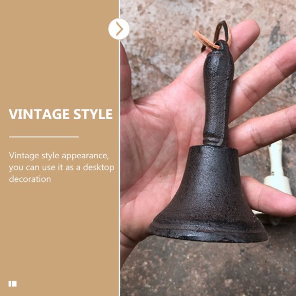 FRCOLOR Vintage Iron Hand Bell for School with Brown Handle Easy to Carry and Store Small Size