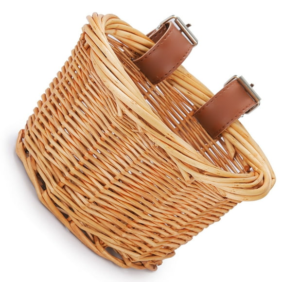 Thinsony Children Bicycles Basket Storage Rattan Sundry Baskets Girls Kids Bike Handwoven Water Bottle Carrier Handmade Without Liner