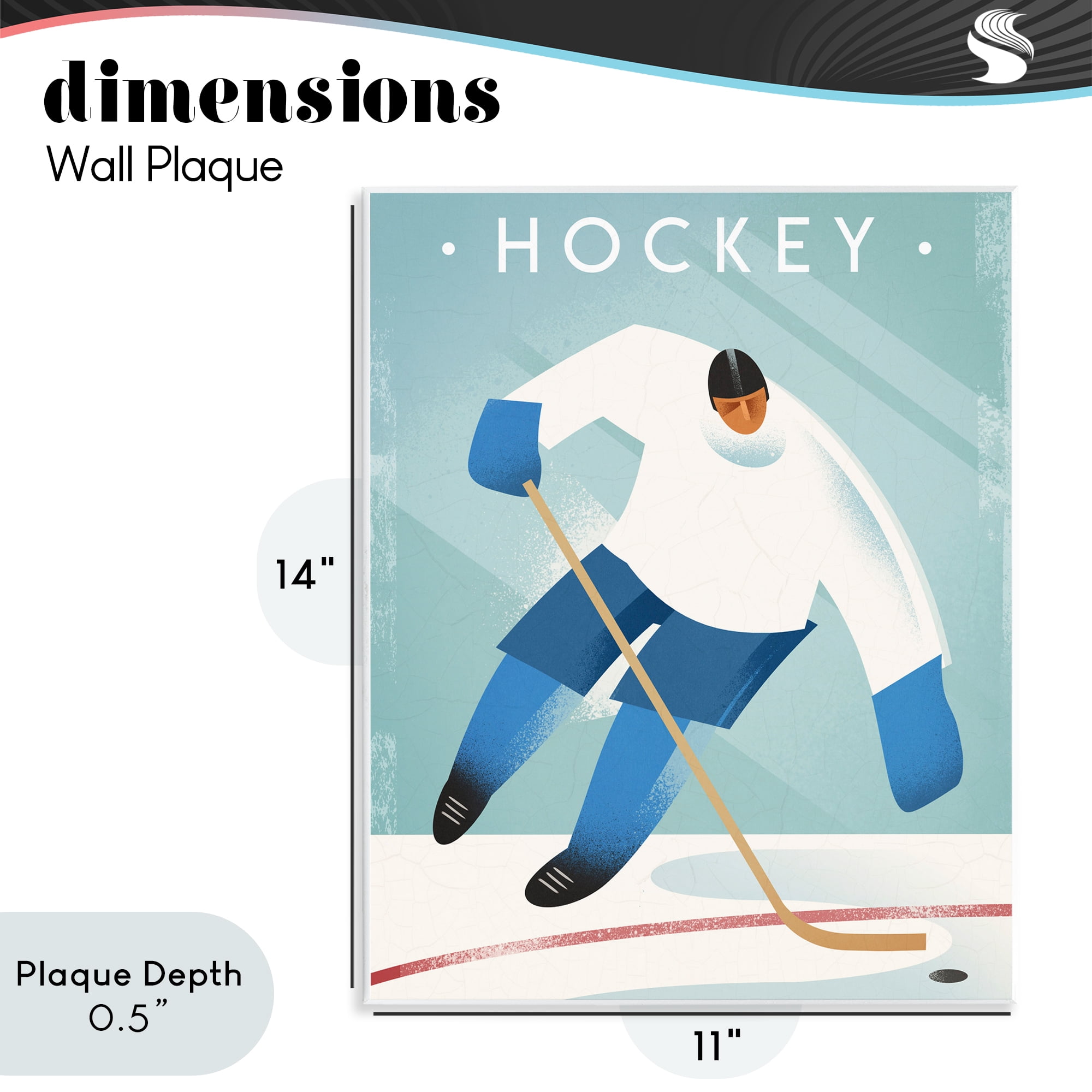 Stupell Industries Vintage Hockey Player Wall Plaque Art, design by Martin Wickstrom