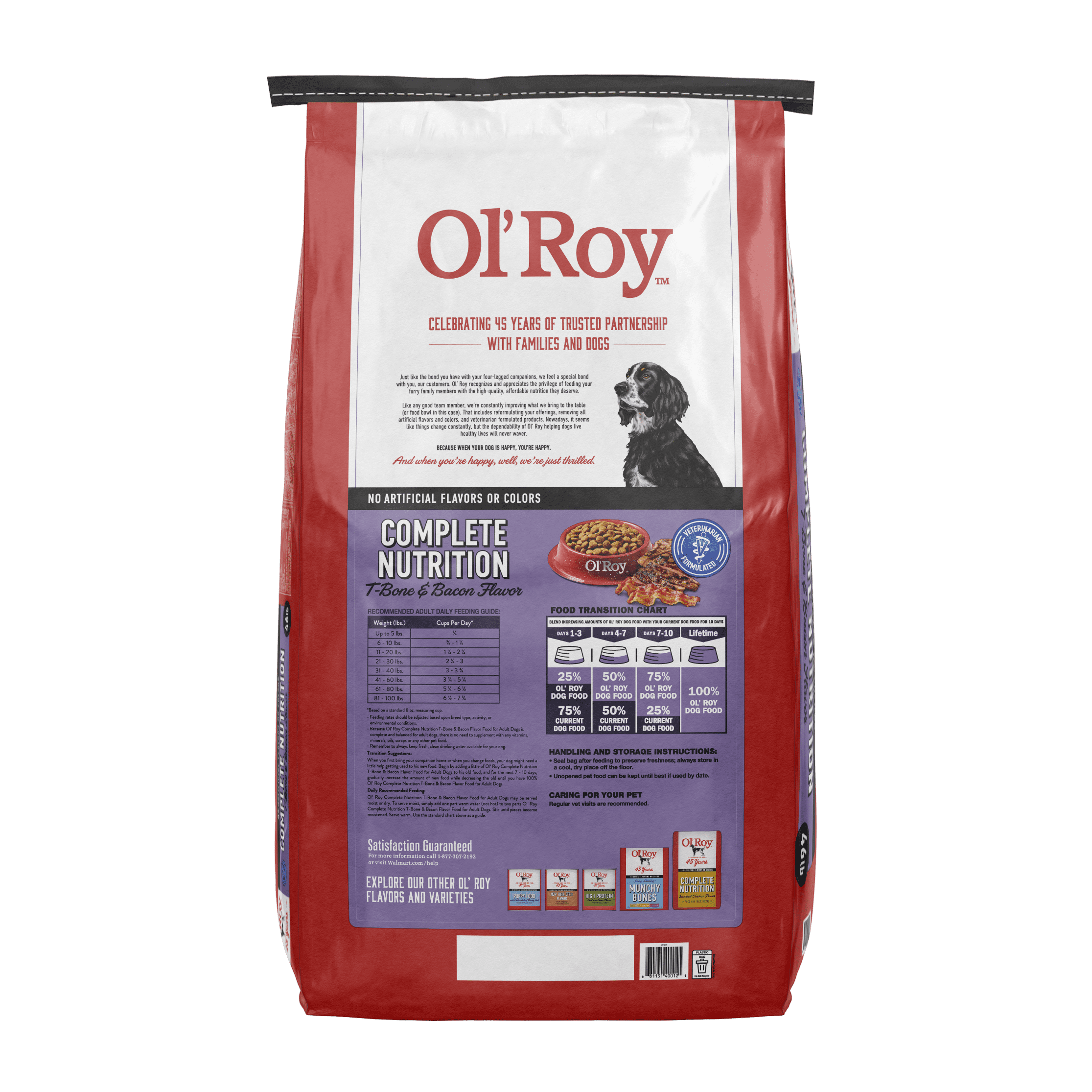 Ol' Roy Complete Nutrition T-Bone and Bacon Flavor Dry Dog Food, 46 lb Bag