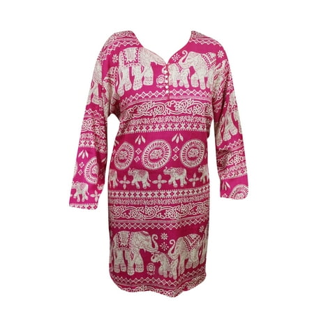 Chudidar Kurta Dress - Mogul Women's Fashion Tunic Animal Print Pink Rayon Comfy Ethnic Indian Kurti Kurta Dress