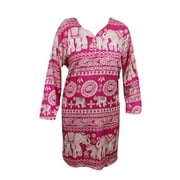 Mogul Women's Fashion Tunic Animal Print Pink Rayon Comfy Ethnic Indian Kurti Kurta Dress