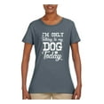 thumbnail image 2 of Wild Bobby I'm Only Talking to My Dog Today Dog Lover Women Graphic Tee, Charcoal, Medium, 2 of 5