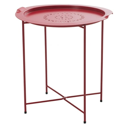 Sunjoy 110206035 Side Table with Removable Tray Red
