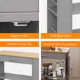 thumbnail image 4 of Kitchen Island on Wheels with Storage, Wheeled Island & Cart with 3-Tier Spice Rack, 3 Open Shelves and 1 Drawer, Gray, 4 of 7