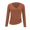 thumbnail image 5 of Womens T Shirts Womens V Neck Ruched Tops Wrap Shirts Summer Casual Fitted T Shirts 2026 Tops for Women, 5 of 6