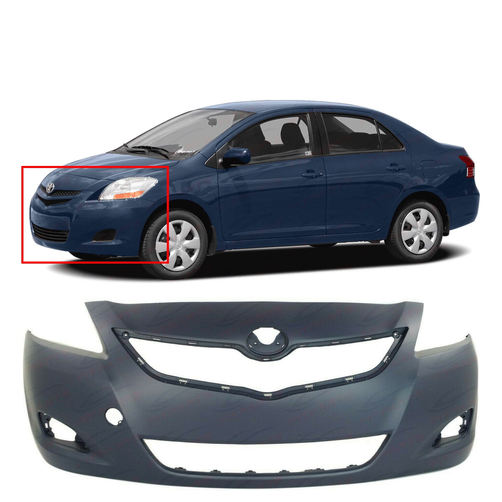 Primered MBI AUTO TO1000352 Front Bumper Cover Fascia for 2009 2010 2011 Toyota Yaris Hatchback 09 10 11 