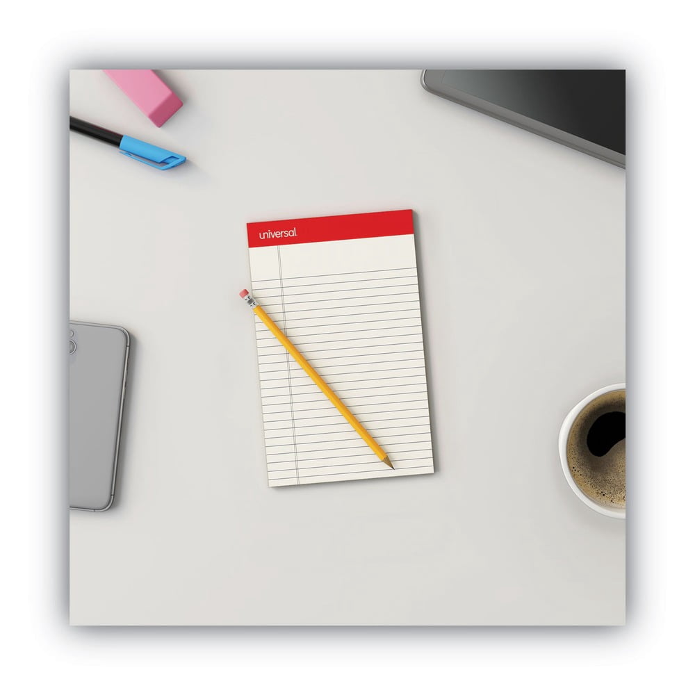 Universal UNV35852 50-Sheet 5 in. x 8 in. Colored Perforated Writing Pads - Narrow Rule, Ivory (1 Dozen)