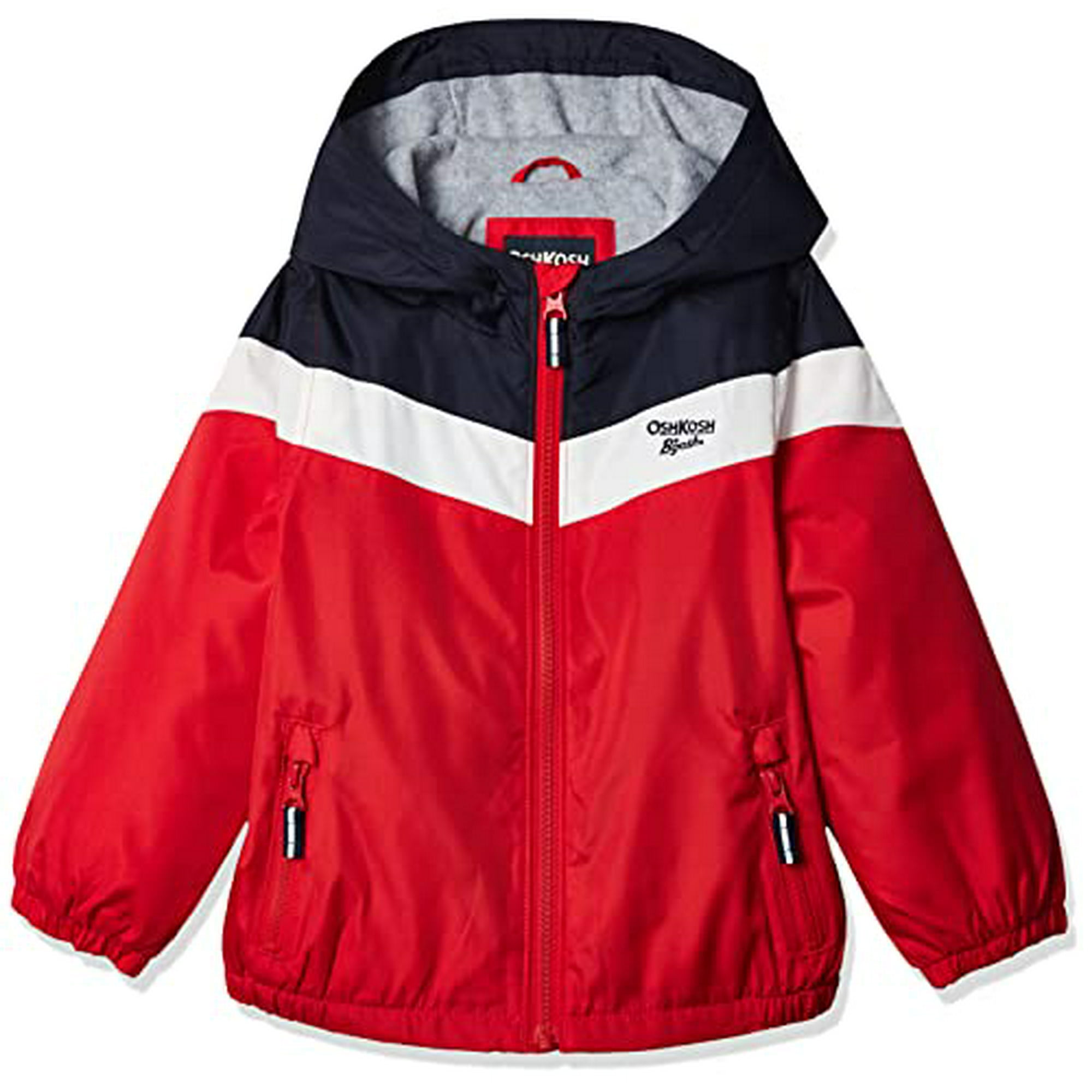 Osh Kosh Boys Midweight Fleece Lined Windbreaker Jacket Red Navy Stripe 2T Walmart
