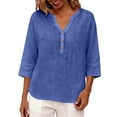 thumbnail image 5 of Womens 3/4 Sleeve Summer Tops Vintage Tunic Womens Casual Tops Breathable Summer Tee Womens Plus Size Linen Tops Work Clothes Cute Tunic Tee Loose Fit Shirts Peasant Tops for Women Purple 2XL, 5 of 7