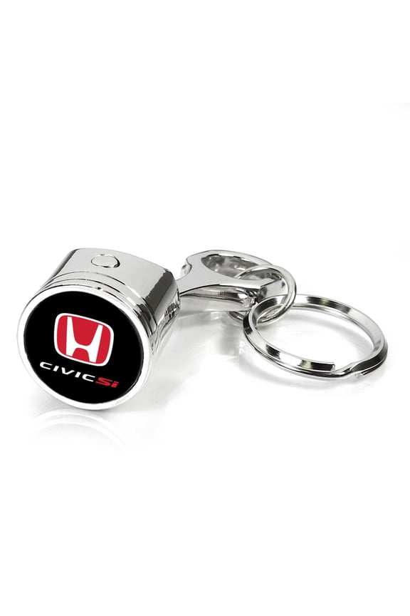 Honda Civic Si Red Logo Piston Style Chrome Metal Key Chain