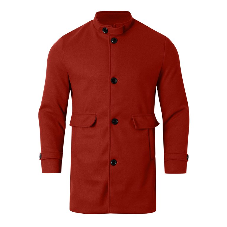 Men's Winter Stand Collar Wool Blend Coat Single Pea Coat Color