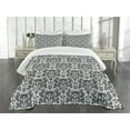 thumbnail image 3 of Ambesonne Gothic Quilted Bedspread Set 3 Pcs, Damask Inspired Flourish, Queen Size, Grey White, 3 of 5