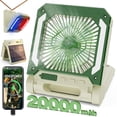 thumbnail image 1 of Ventilador con energía solar de 20000 mAh, ventilador recargable, ventilador con batería, ventilador portátil con 3 fuertes vientos y banco de energía, ventilador para persona para acampar al aire lib, 1 of 8