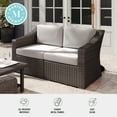 thumbnail image 4 of Martha Stewart Indoor-Outdoor Modular Patio Loveseat in Brown Rattan Wicker with Tan All-Weather Cushions, 4 of 11