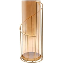 Hosley 12-Inch High Metal and Glass Hurricane Candle Holder for Votive or Pillar Candles, Indoor and Outdoor Decor