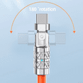 thumbnail image 4 of Cable de datos USB tipo C de 120 W con conector de aleación de zinc y codo giratorio de 180 grados, juego de silicona líquida, carga rápida de 6 A con lámpara, 4 of 6