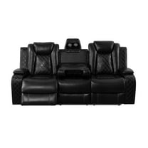 MAYEERTY Intelligent 3-Seater Recliner Sofa, Breathable Leather with Reversible Table & Wireless Charging for Living Room Home Theater