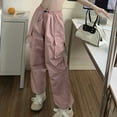 thumbnail image 4 of Harajuku Pants Women Streetwear Vintage Hip Hop Wide Leg Joggers Sweatpant Pink 3XL YIWEI, 4 of 11