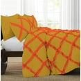 thumbnail image 3 of D.N.G. BEDDINGS 3 Piece Luxury Two Tone Diamond Ruffle Pattern Comforter Set Premium Super Soft, All Season 800 Thread Count, 100% Egyptian Cotton, Super King Size Gold-Orange Color, 3 of 4
