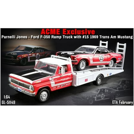 302 Mustang Engine - ACME 1:64 PARNELLI JONES' #15 1969 BOSS 302 TRANS AM MUSTANG WITH FORD F-350 RAMP TRUCK 51149