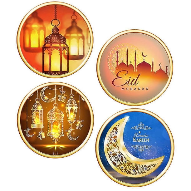 Decorative Stickers Eid Wall Stickers Office Workers Ramadan Celebration 11.79x11.79 Inch 4Pcs