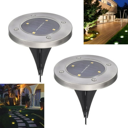 1 Solar Floodlight - Solar in-Ground Lights Pathonor 4 LED 2 Pack White Ray Pathway Landscape Flood Light Outdoor Water Resistant Dark Sensing Auto On/Off Lawn Garden Pati