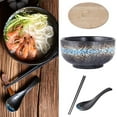 thumbnail image 2 of Cuenco de fideos ramen japonés de cerámica grande con tapa palillo vajilla, 2 of 9