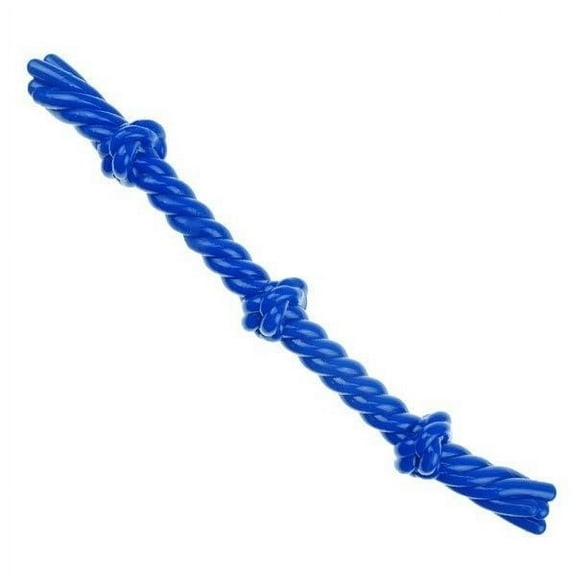 Triple Knotted Dog Toys 3 Tie Tough Hard Rubber Tug 17" Choose Orange or Blue (Blue)