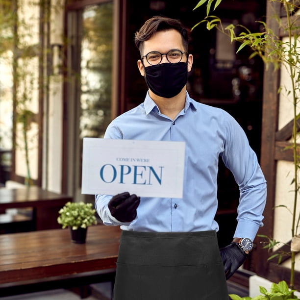 PAMINGONO Mandil Negro Para Servidor Con Profesional Y Bolsillos Prácticos