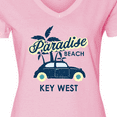 thumbnail image 4 of Inktastic Paradise Beach in Key West with Palm Trees and Car Women's V-Neck T-Shirt, 4 of 5