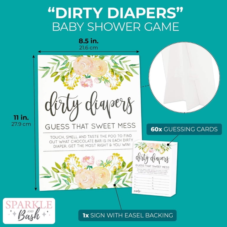 Dirty Diaper Game Baby Shower Fun, Easy Guessing Game Cards