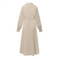 thumbnail image 5 of IROINNID Maxi Dress for Women Loose Long Sleeve Loose Dress Solid Turn Down Collar Classic Dress Sales,Beige, 5 of 5
