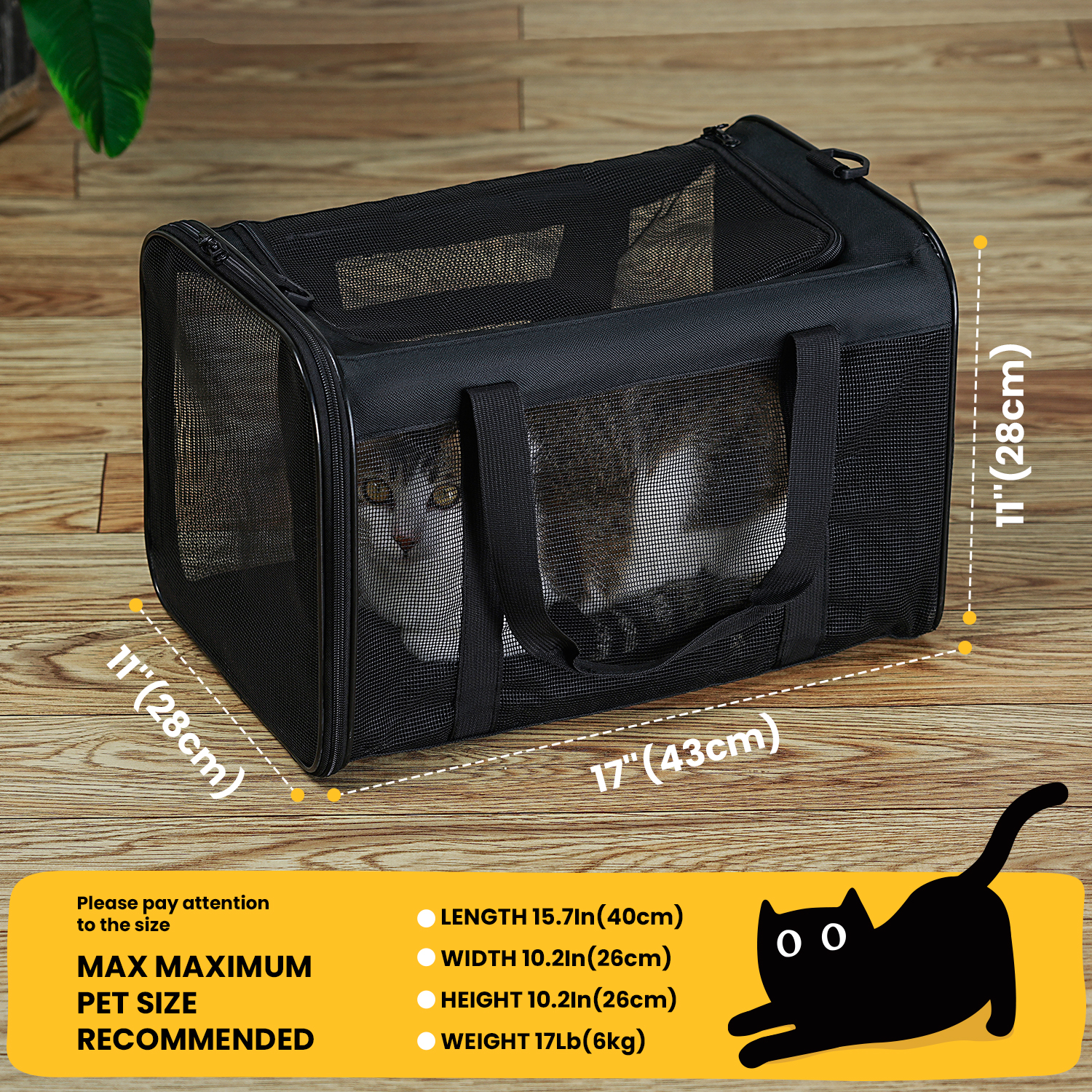 Conlun Soft-Sided Cat Carrier, Airline Approved, Black photo 2