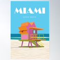 thumbnail image 2 of Miami Travel Poster South Beach Vintage Retro Poster Wall Art, Modern Wall Decor For Living Room Bedroom, 16x24 UNFRAMED, 2 of 3
