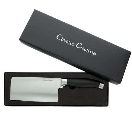 Classic Stainless Steel Meat Cleaver - 6.5 Inch Chopper Cleaver Stainless Steel Knife, Heavy Duty Multi-Purpose Professional Quality Hand Forged for Home or Restaurant by Classic Cuisine
