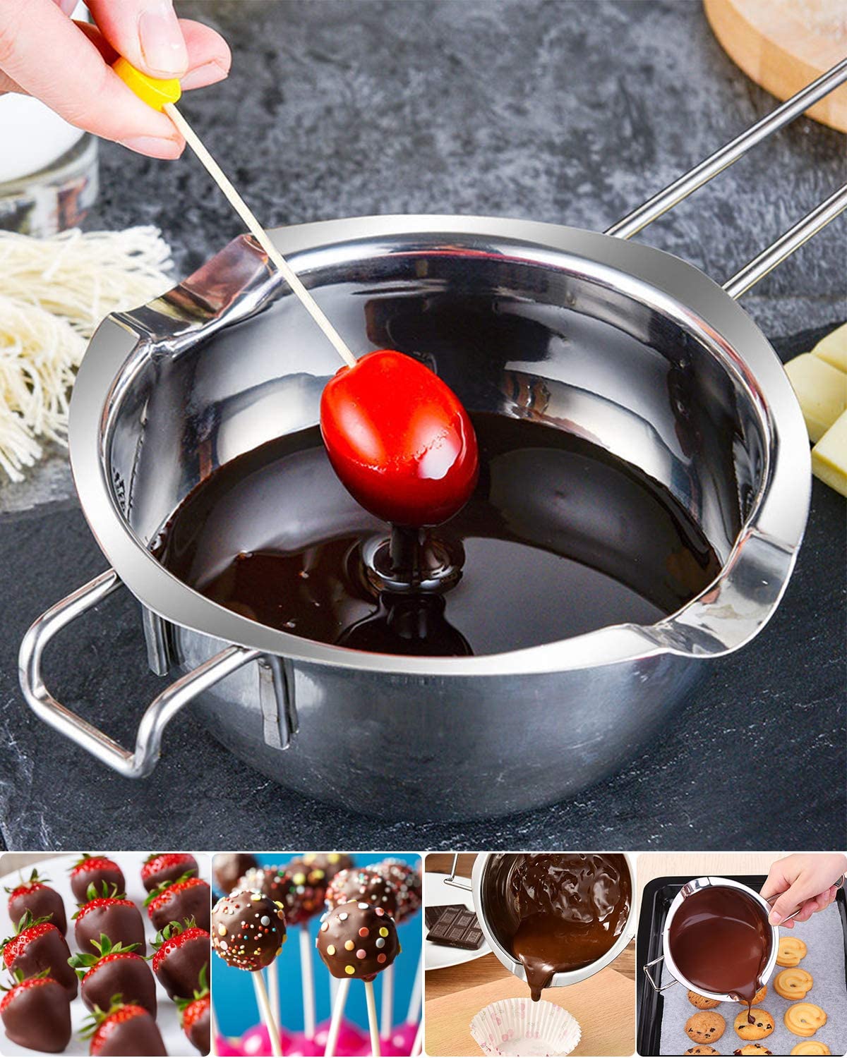 EBTOOLS Stainless Steel Double Boiler Pots Universal Insert Melting Pot for  Melting Chocolate Butter Milk Candy