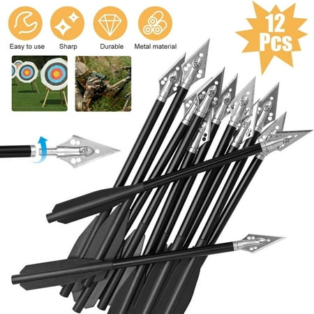 6.5 Inches Mini Archery Arrows Broadhead Hunting Pistol Crossbow Bolt Pack of 12
