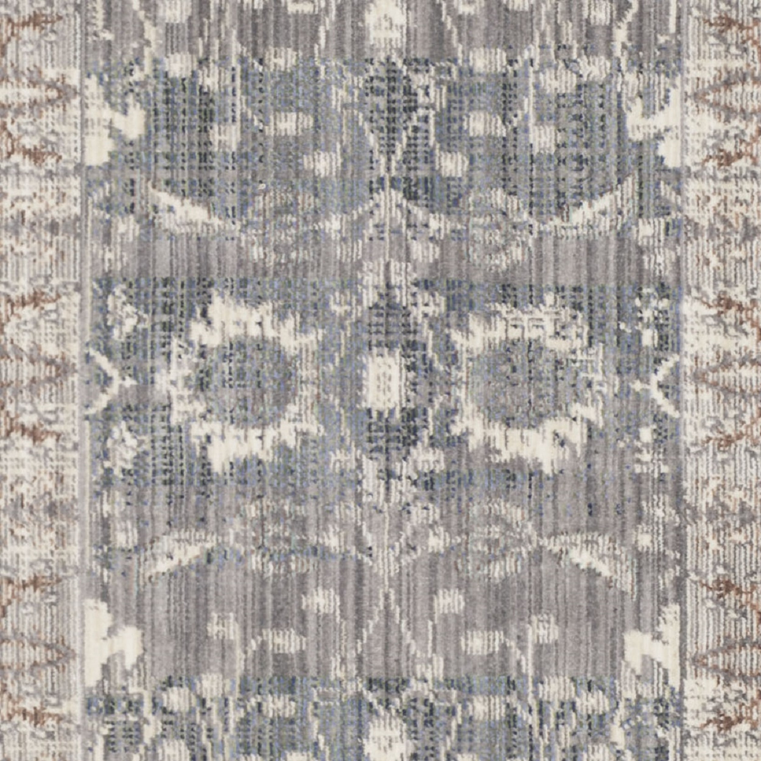 SAFAVIEH Valencia Euanthe Floral Bordered Polyester Runner Rug, Dark Grey/Light Grey, 2'3" x 8'