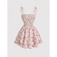 thumbnail image 2 of Multicolor Floral Ruched Tie-Shoulder Pleated Mini Dress For Women, 2 of 4