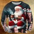 thumbnail image 2 of Feancey Big and Tall Ugly Christmas Sweatshirt Mens Graphic Pullover Funny Santa Claus Print Crewneck Sweatshirts Holiday Casual Long Sleeve Tops Pink XXL, 2 of 5