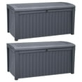 thumbnail image 1 of Keter Borneo Rattan Wicker Resin Patio Deck Storage Box Bench, Grey (2 Pack), 1 of 12