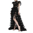thumbnail image 2 of Fortune Women Tulle Skirt Solid Color Mesh Irregular Floor Length Party Skirt, 2 of 5