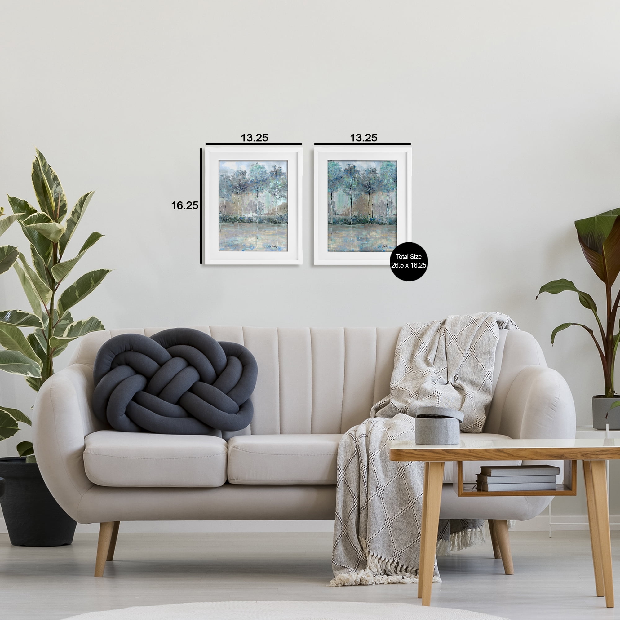 Stupell Industries Subdued Tree Landscape Impression 2 Piece White Framed Print Under Glass Set, design by Sally Swatland
