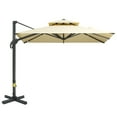 thumbnail image 5 of Royard Oaktree Heavy Duty 10ft Offset Patio Umbrella with Aluminum Cross Base, 360-degree Rotation Hanging Cantilever Umbrella Market Outdoor Sun Shade for Backyard, Deck, Poolside, Beige, 5 of 5