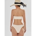 thumbnail image 5 of Scacto Women's Two Piece Swimsuit Bathing Suit Tie Side Ribbed Bandeau Bikini Set Swimwear Shoulders Push-up Bathing Suits, 5 of 6
