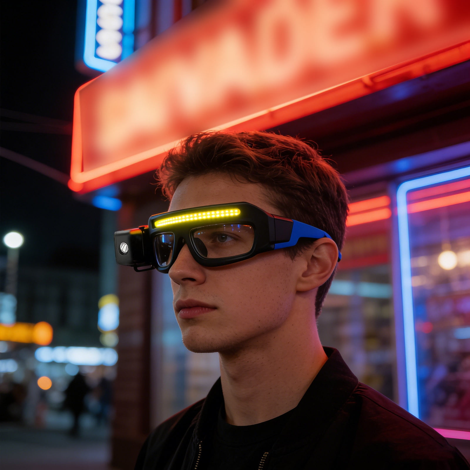 Rechargeable LED Headlight Glasses with Motion Sensor USB C Charging 5 Lighting Modes Eyewear for Outdoor Running Camping Cycling Hiking Adventures