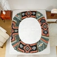 thumbnail image 5 of Homewish Bohemian Aztec Bed Sheets for Teen, Teal Orange Square King Sheets, Vintage Mandala Western Sheet Set, Breathable Home Decor, 4-Piece, 5 of 7